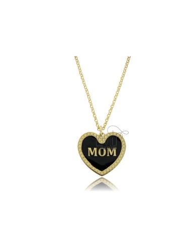 Micro rolo necklace with mom heart in silver golden tit 925 ‰ and